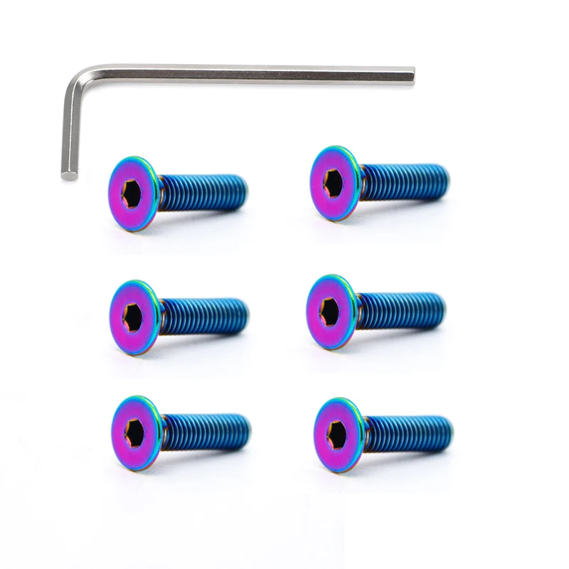 6pcs Burnt Titanium Steering Wheel Bolts Screw + 1x Wrench Kit For Momo Nardi Nrg Works Bell