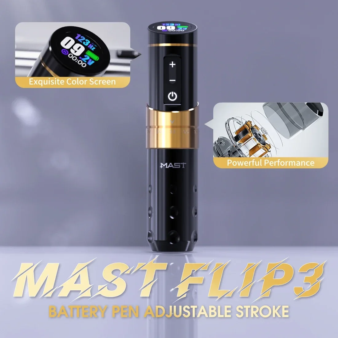 Mast Flip 3 Professional Wireless Tattoo Machine Adjustable Stroke 2.4-4.2mm Colorful Display 1800mAh Battery For Tattoo Artists tattoo supplies,tattoo motor