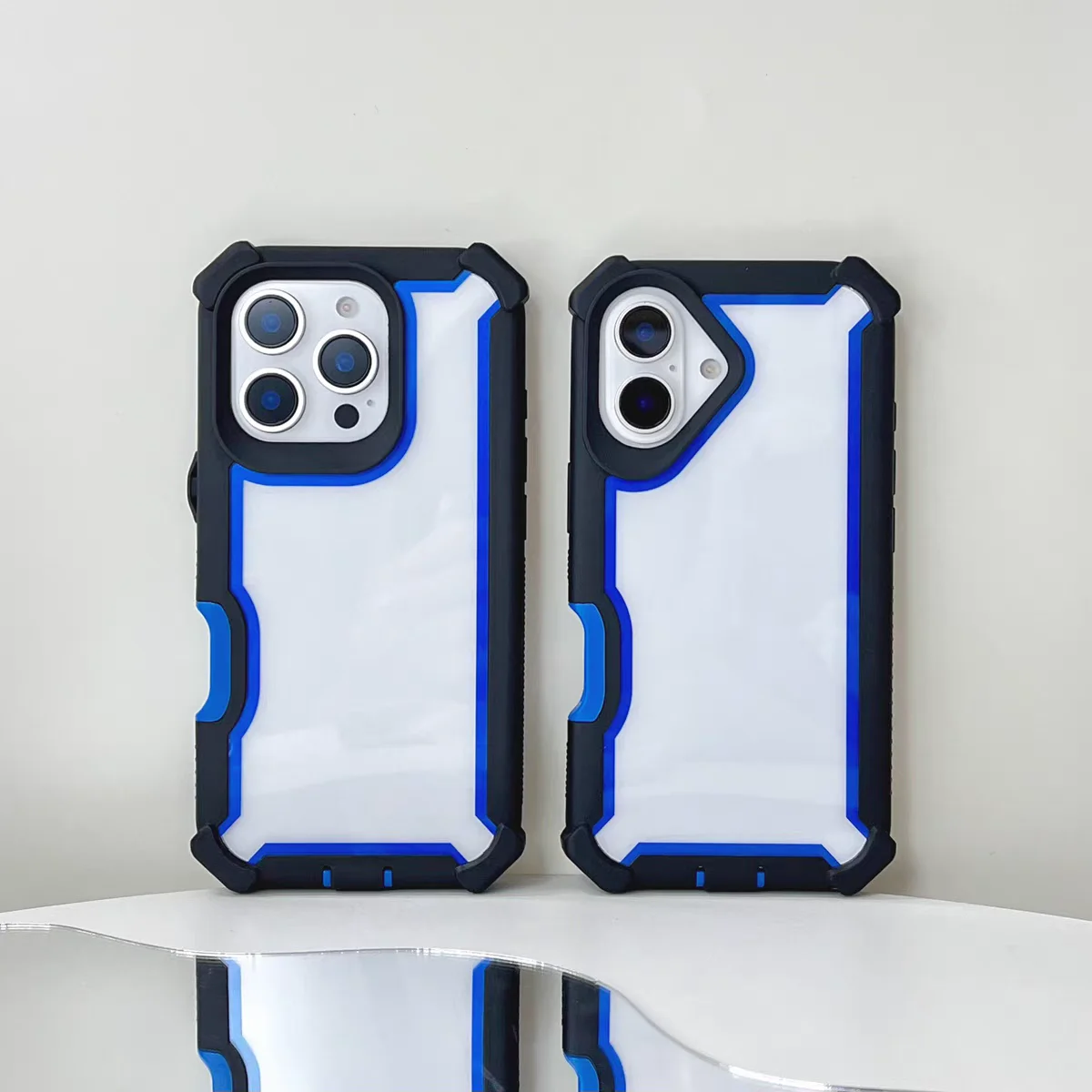 Enhanced Shockproof Armor Phone Case - 2-in-1 Hit Color Design with Clear Acrylic Hard Cover