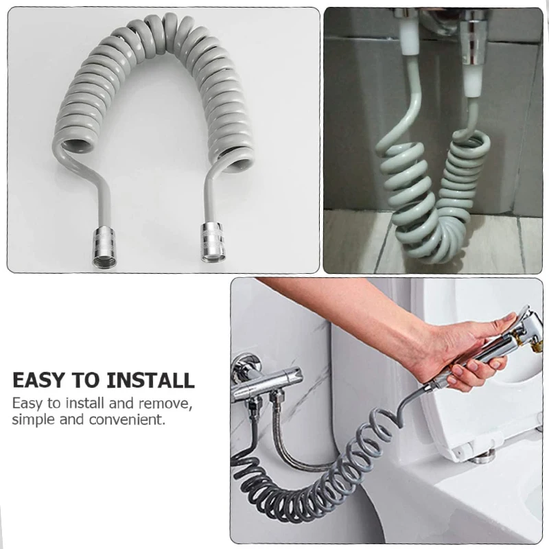 Spray Gun Leakproof Telephone Line Spring Tube PU Retractable Hose Bathroom Shower Tube