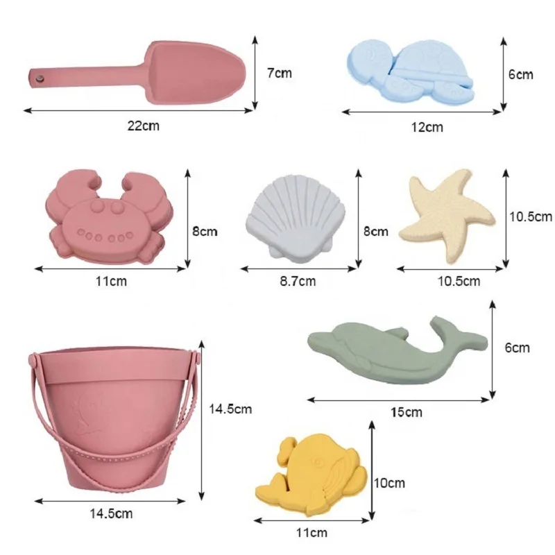8Pcs Summer Beach Toys Kids Soft Silicone Sandbox Set Beach Game Toy Send Children Play Sand Water Play Tools Swim Game