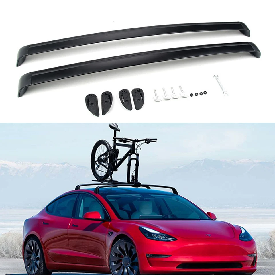 Upgrade Roof Rack Cross Bars with Antitheft Locks for Tesla Model Y/3  Aluminum Cargo Carriers Rooftop Crossbar Luggage Holder