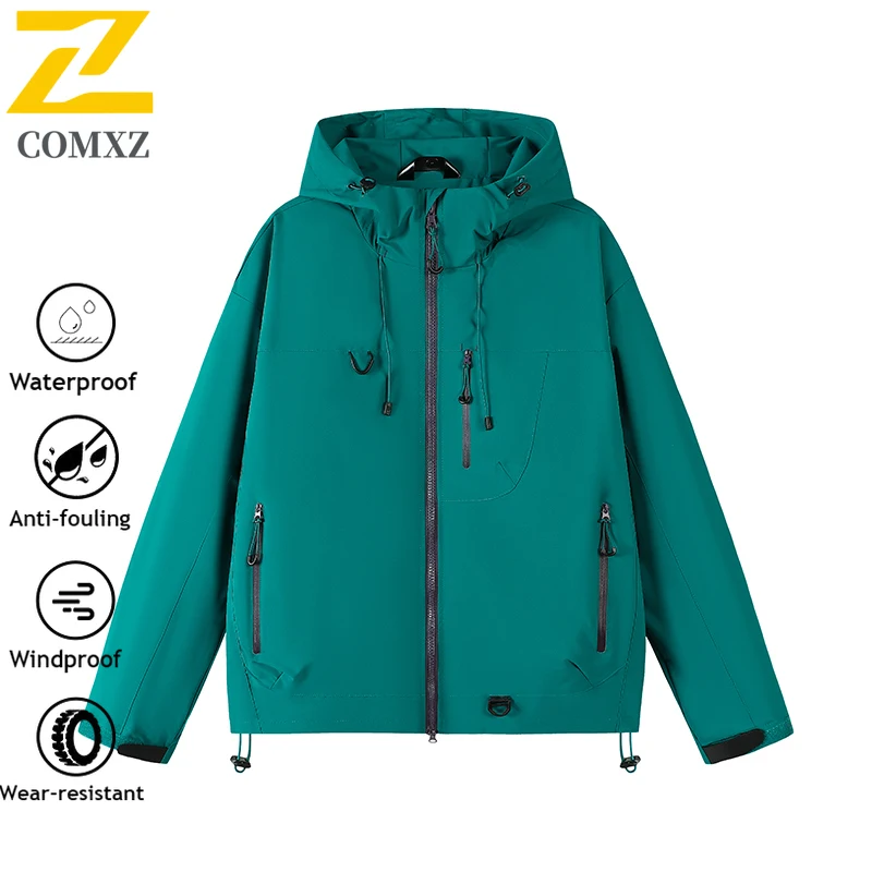 High quality Outdoor Hooded Chambray Jacket Waterproof Windproof  Men Women's Unisex Windbreaker Apparel Camping Hiking Best