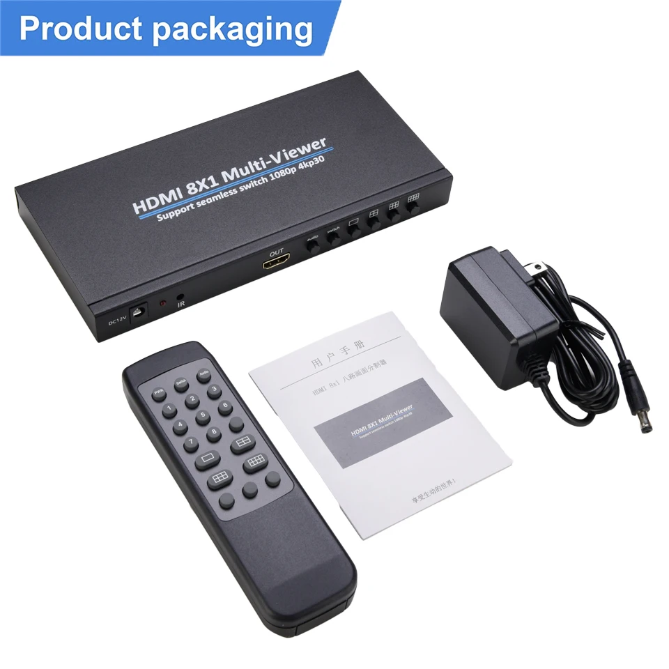 HDMI-compatible Multiviewer 4K 4 In 8 In 1 Out 1080P Quad Screen Multi Viewer HD
