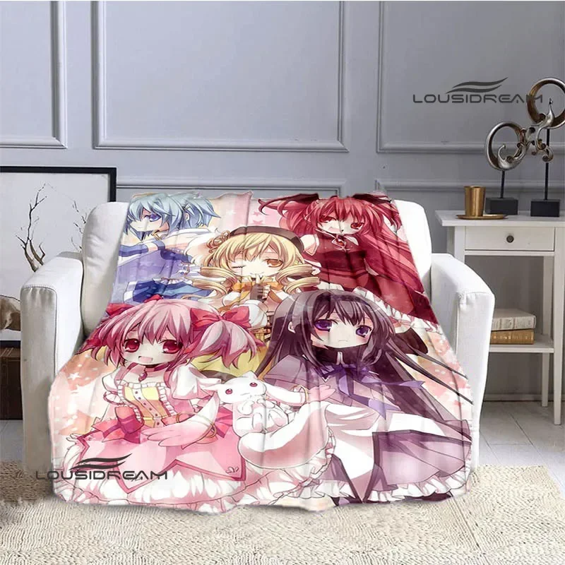 Puella Magi Madoka Magica Cartoon printed blankets Flange Warm blanket picnic blanket Soft and comfortable blanket Birthday Gift 4