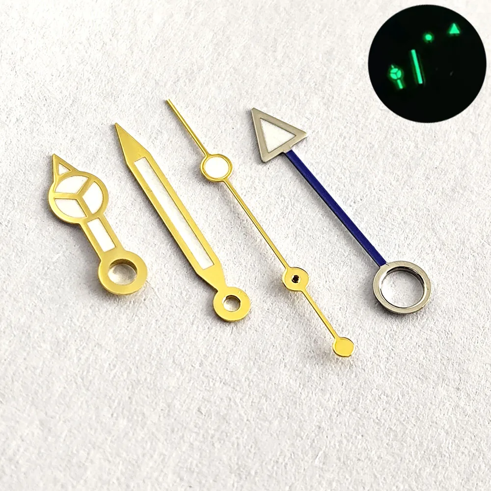 Enhanced GMT Luminous Watch Hands in Blue & Green