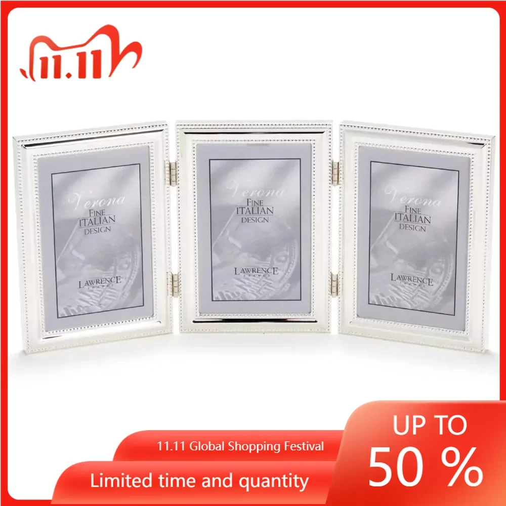 

Silver Plated Vertical Triple Hinged Picture Frame Photos for Living Room Decors Aesthetic Wall Framework Frame Frames for Photo