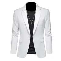 Fashion Men's Business Casual Blazer Black White Red Green Solid Color Slim Fit Jacket Wedding Groom Party Suit Coat M-6XL 1