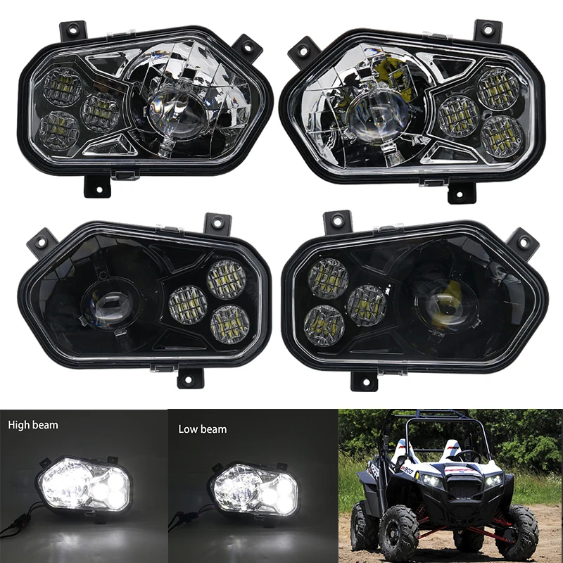 Oem Left & Right Hand Atv Polaris Rzr Led Headlight Kit H4 High Low