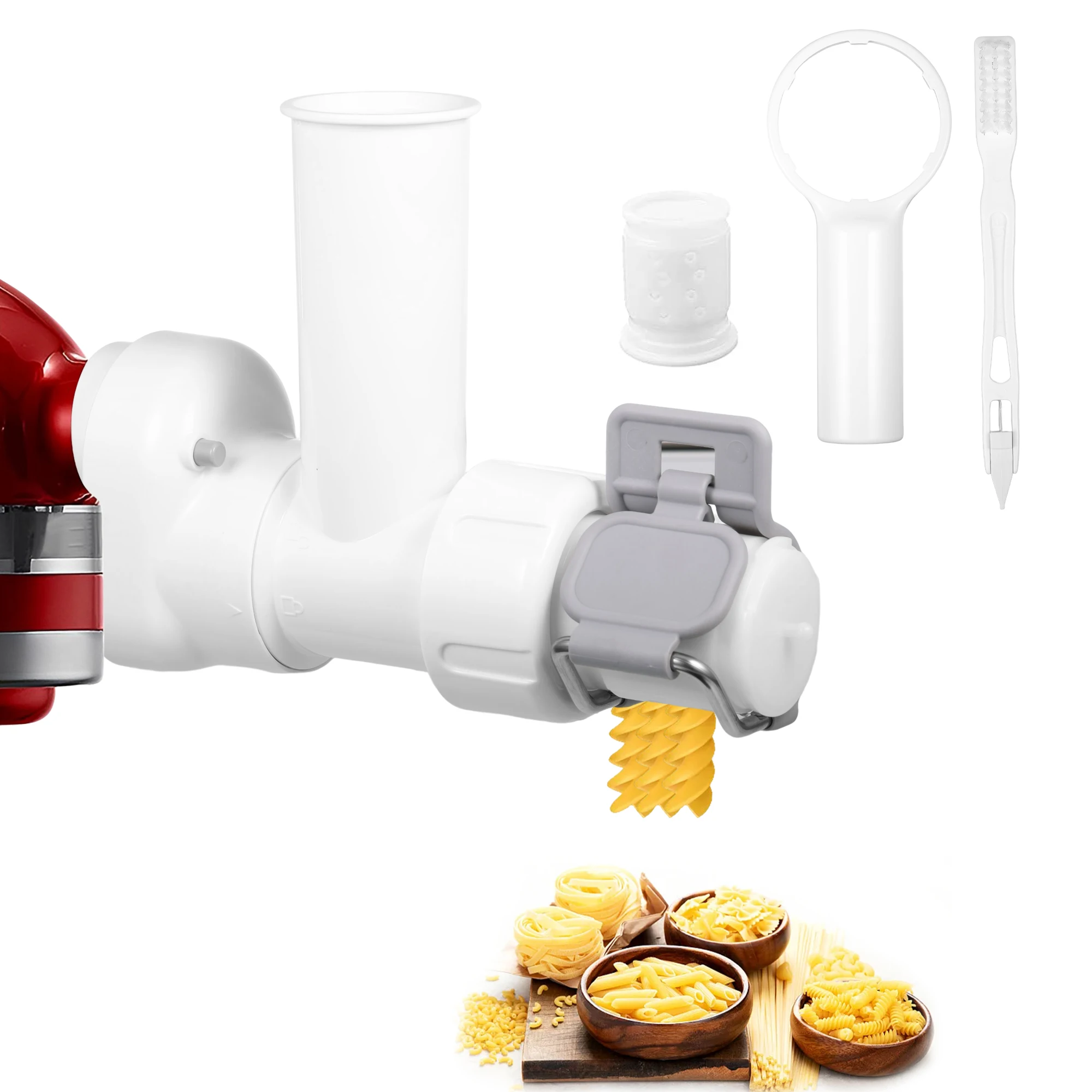 6 in 1 Multi-function White Gourmet Pastas Press Attachment Restaurant Noodle Tool Handheld Household Chef Machine