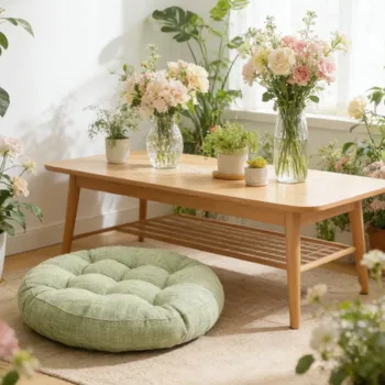 Natural Linen Floor Cushion 1