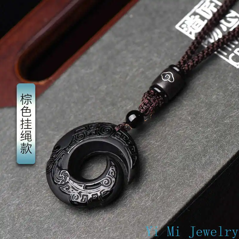 Obsidian Raw Stone Necklace Crafts Decorative Craft Organic Material Feng Shui Piedras Jewelry Lucky Natural Amethyst Ornaments pendant necklace