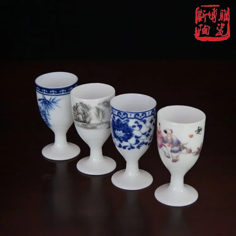 

Jingdezhen ceramic Baijiu cup, goblet cup, blue and white porcelain wine set
