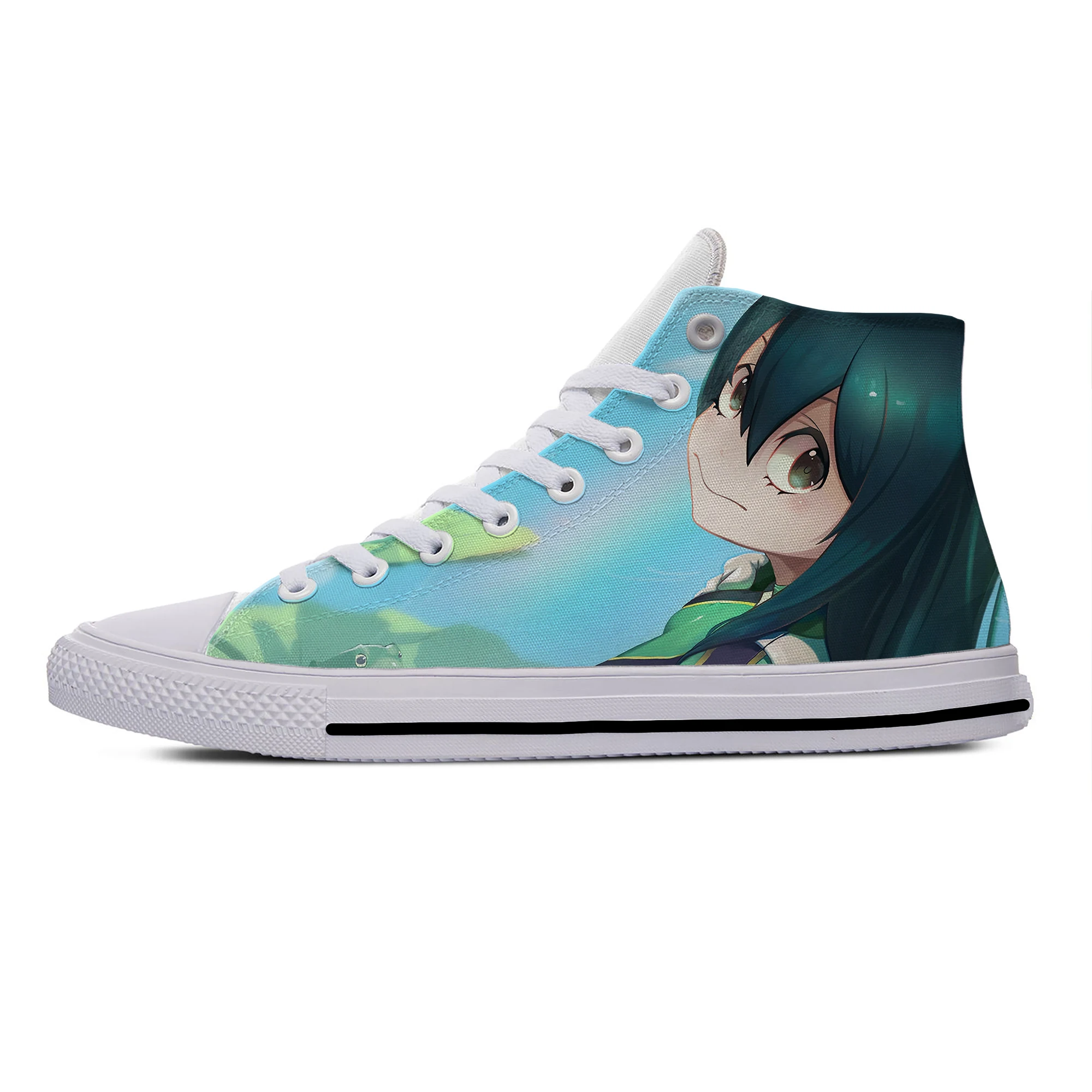 

Japanese Anime My Hero Academia Asui Tsuyu Froppy Casual Shoes High Top Lightweight Board Shoes Breathable Men Women Sneakers