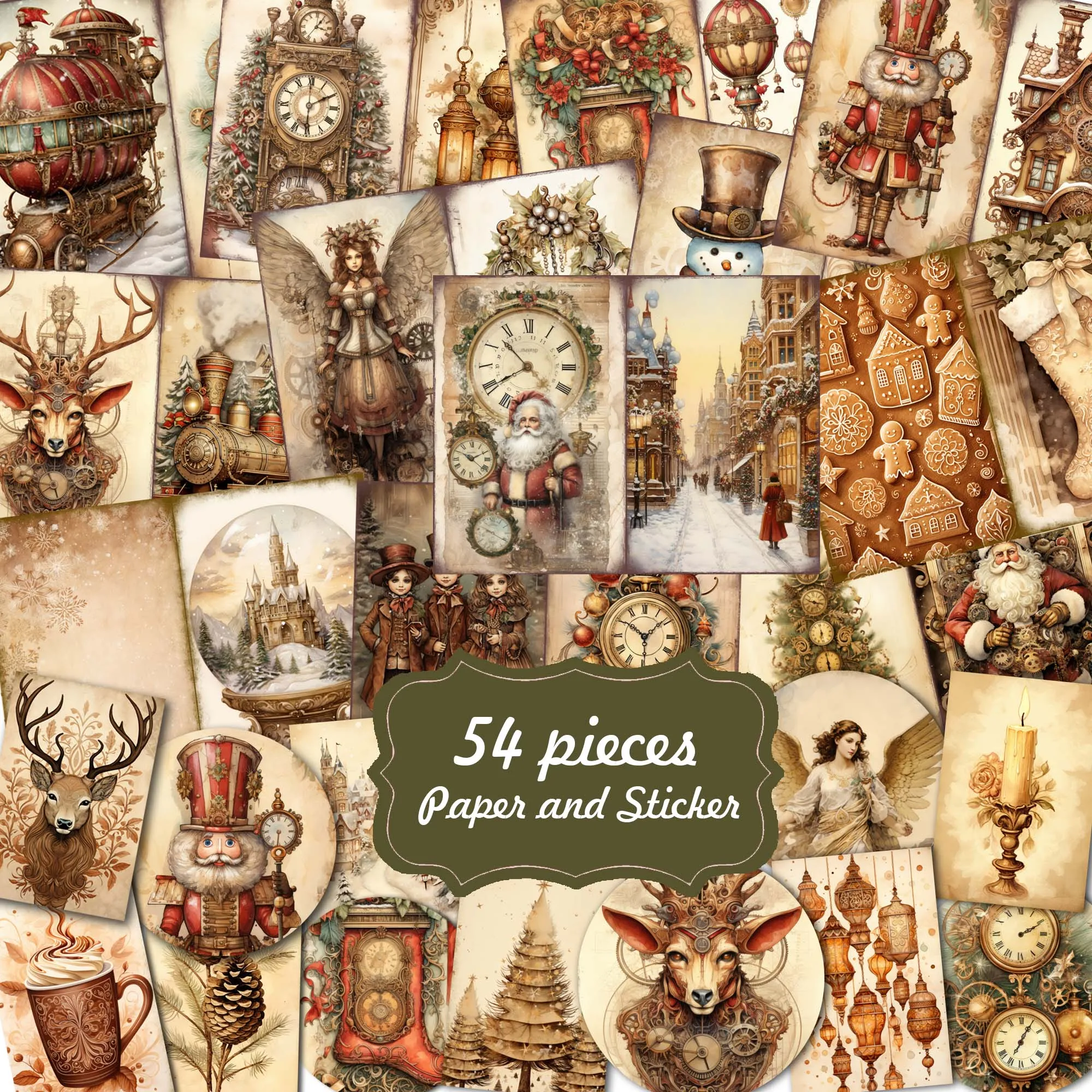 Stickers Scrapbooking Supplies Scrapbooking Paper 54pieces Vintage Mechanical Animal DIY Writable Background Paperpads With Sticker Arts Crafts Scrapbooking