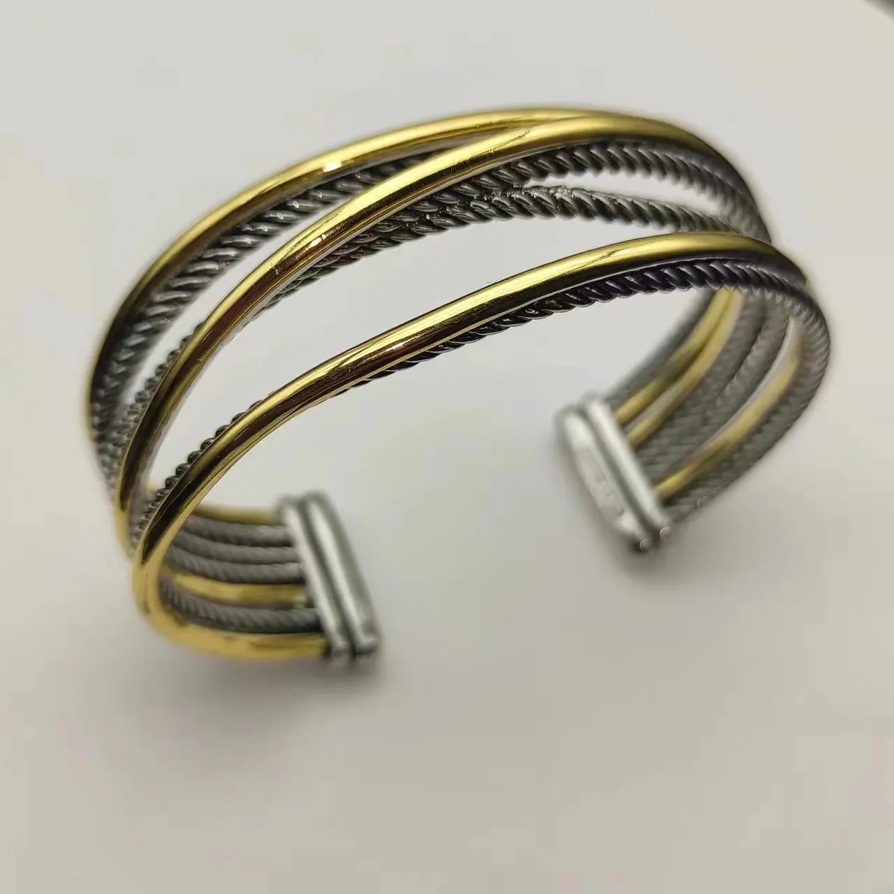 

2024 new DY retro fashion high quality 22MM7 line cross twisted line men's and women's adjustable bracelet daily match