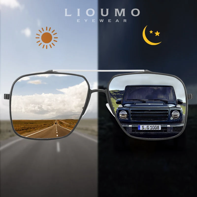 

LIOUMO Luxury Oversized Square Sunglasses Men Polarized Photochromic Glasses Women Anti-Glare Driving UV400 lentes de sol hombre