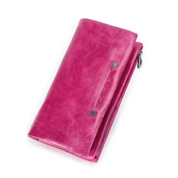 Contact‘S Genuine Leather Long Wallet Women Clutch Casual Ladies Large Capacity Female Purse Zipper Pocket Card Holder