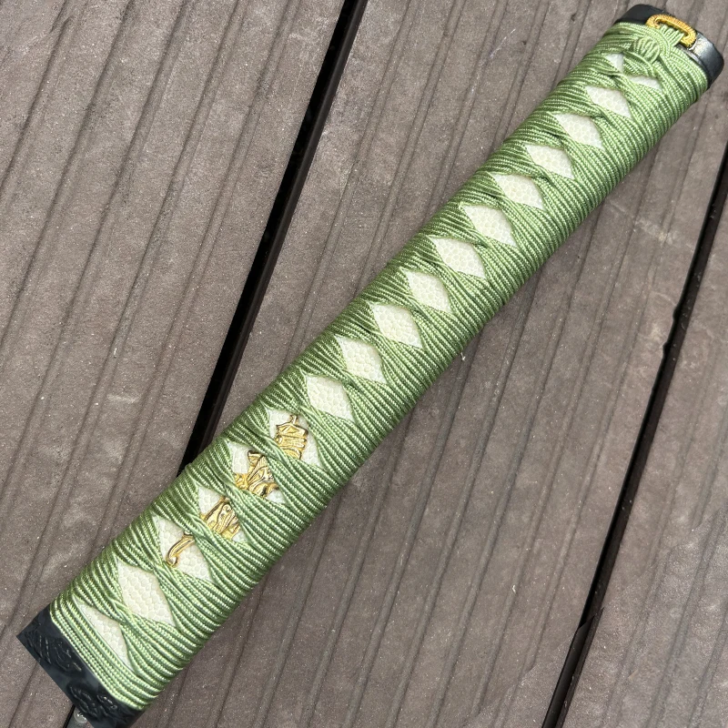 Light Green Silk Ito, Samurai Sword Tsuka,Real Same, Metal