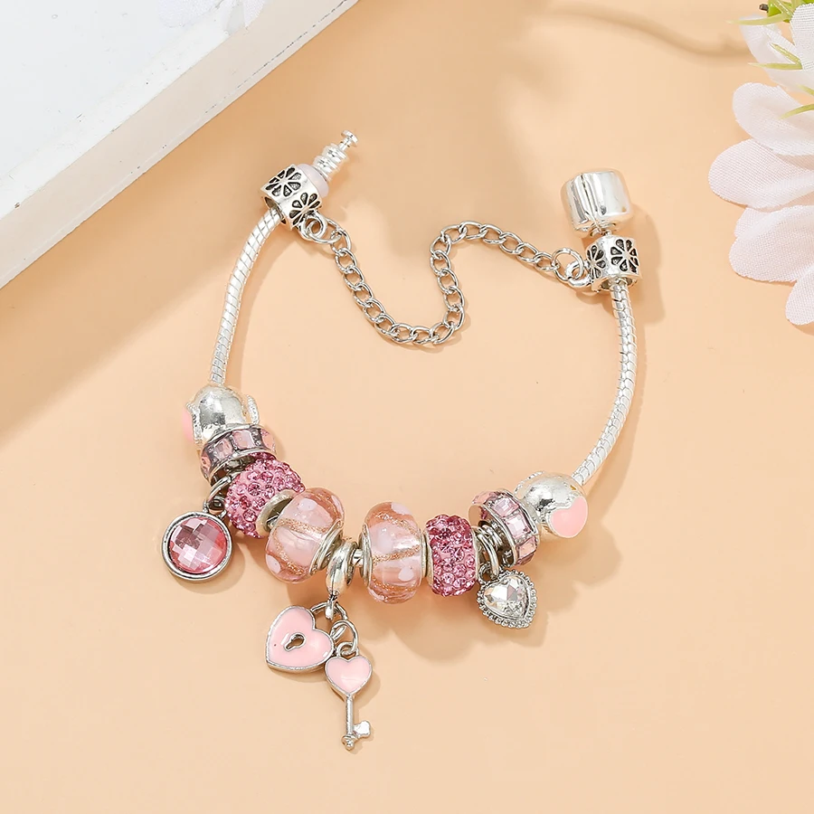 Lock & Key Charm Bracelet - 21cm