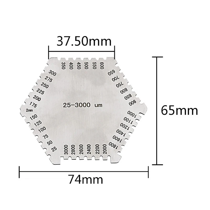 High Precision Wet Film Thickness Gauge 2mm Stainless Steel Hexagon Wet Film Comb Card for Thickness Measure Paint Coating hss high speed steel titanium coating drill bit 1 4 hexagonal handle 1 5mm 6 5mm high speed steel fried dough twists drill set