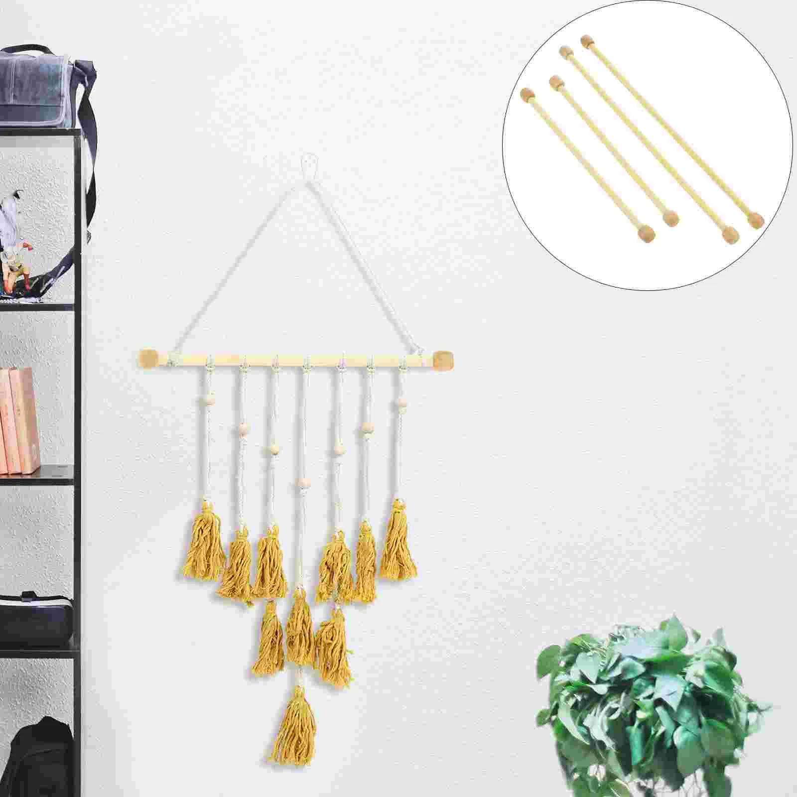 4 Pcs Tapestry Poles Bamboo Hanging Rods Tapestry Poles Wood Accessories Craft Sticks Home Textile Banner Hanger Wall Art