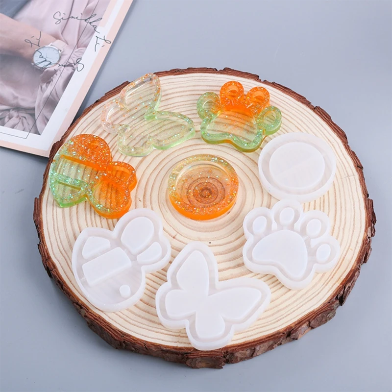 

4 Pcs/Set Shaker Crystal Epoxy Resin Mold Jewelry Pendant Silicone Mould DIY Crafts Making Tool