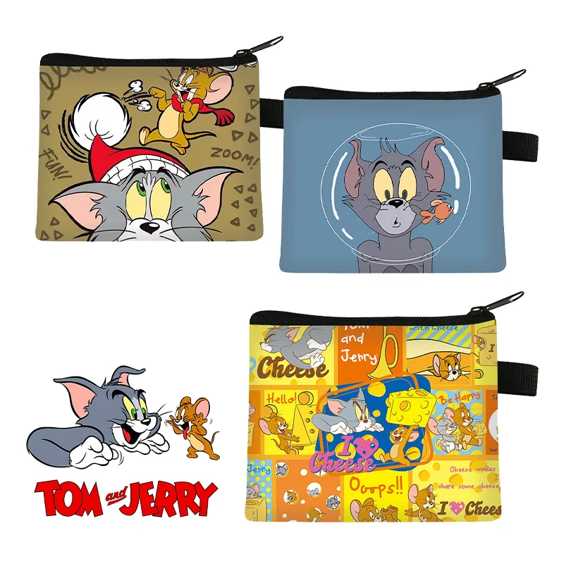 Portafoglio Tom E Jerry Anime Cartoon Print Portamonete Per Gatti E Topi Portamonete Per Ufficio Portatile Mini Bag Regali Di Compleanno Carini