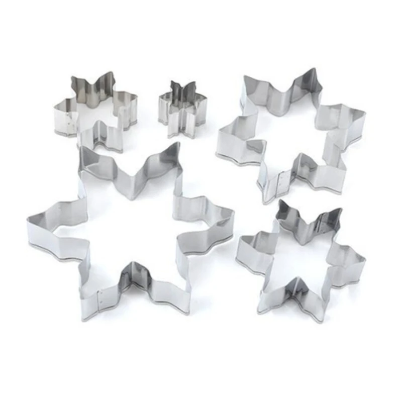 Snowflake Cutter Cookies Stainless Steel Fondant Christmas Cake Pastry Mould DIY Kitchen Baking Tool 5pcs/set