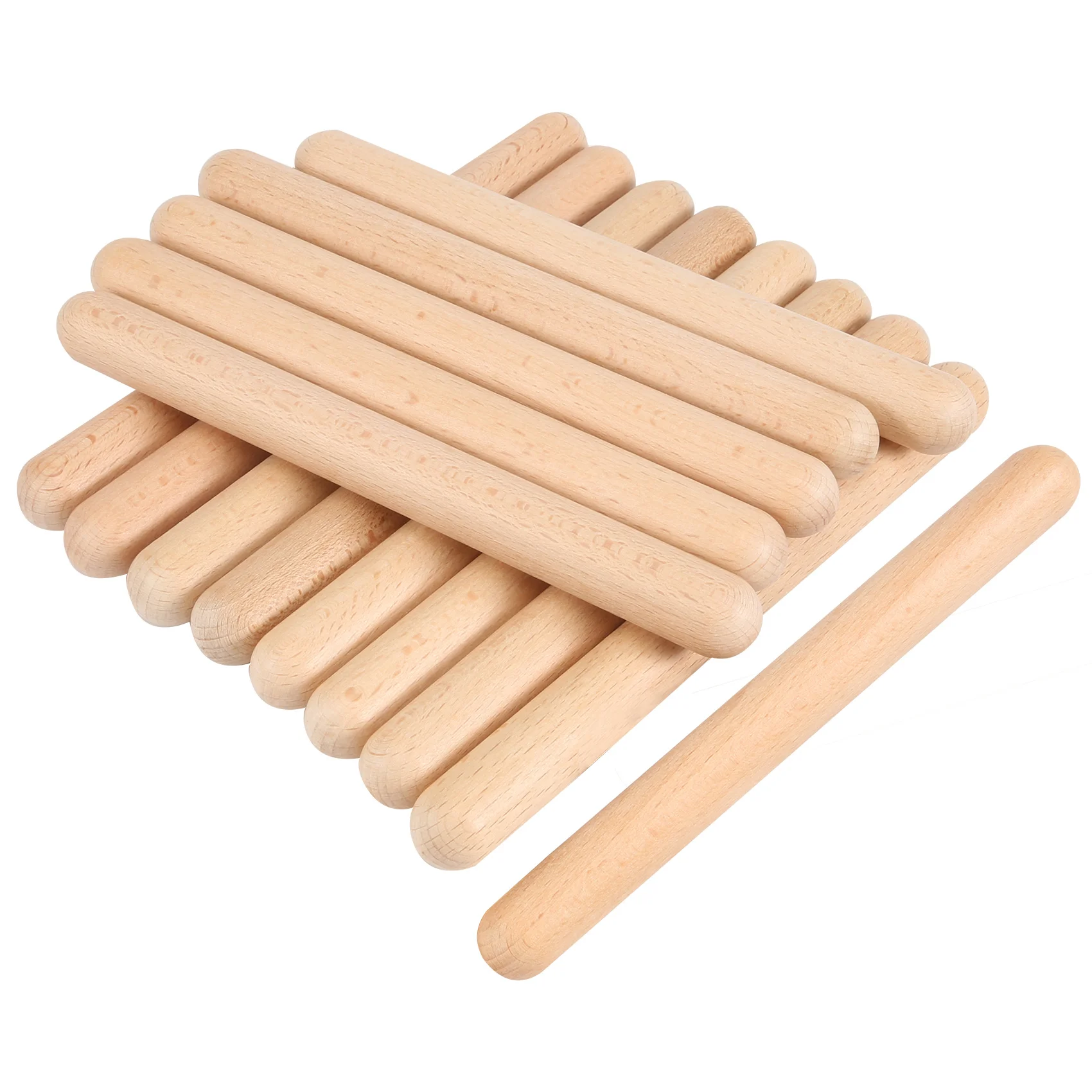 B48B-8 Pairs Classical Wood Claves Musical Percussion Instrument Natural Hardwood Rhythm Sticks Percussion Rhythm Sticks