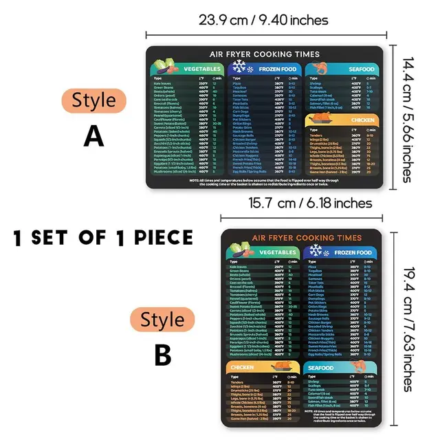 Levegő Sütő Tartozékok, Mágneses Csaló Lap, Air Fryer Diagram Mágneslemez- Gyors Referencia Útmutató A Főzéshez - Image 6