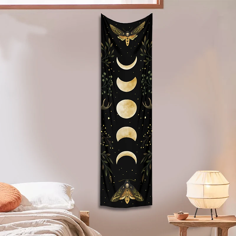 Moon Phase Tapestry Wall Hanging Moon moth Floral Vintage Psychedelic Star Snake Divination Bohemian Home Decor Art Decoration tapestry decorations