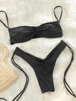 Woman swimsuits String Bikini Set Women High Cut Swimwear Sexy Bathing Suit Bandage Biquini Female Pleated Beachwear Summer