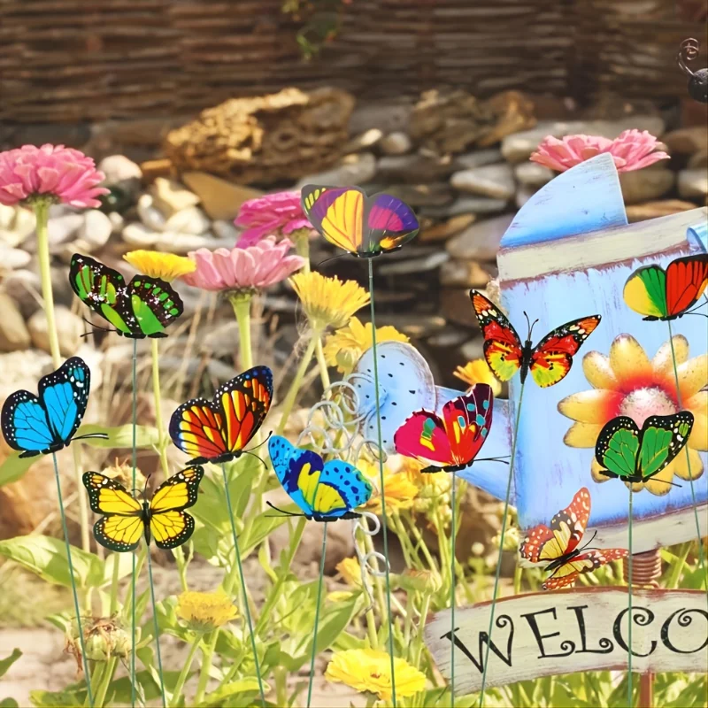 Bunch of Butterflies Garden Yard Planter Colorful Whimsical Butterfly Stakes Decoracion Outdoor Decor Gardening Decoration