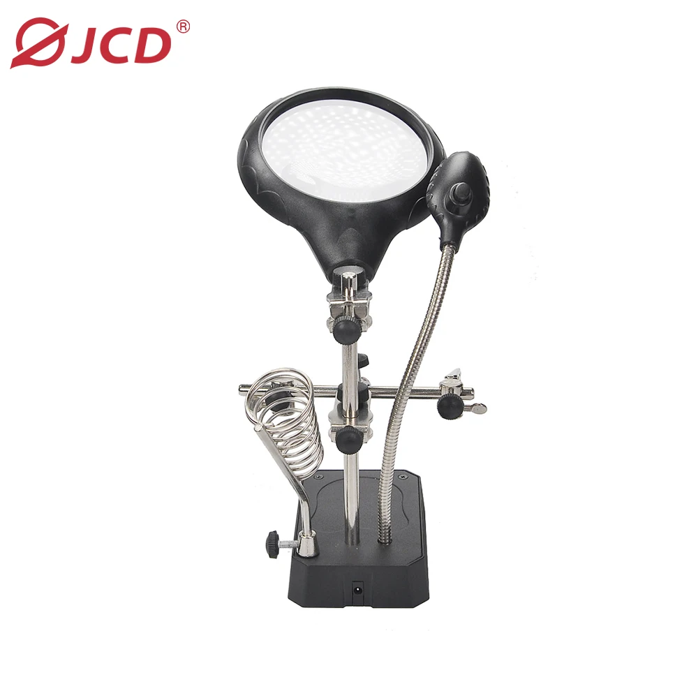 JCD Welding Magnifying Glass LED Light Auxiliary Clip Loupe Magnifier 3 In1 Hand