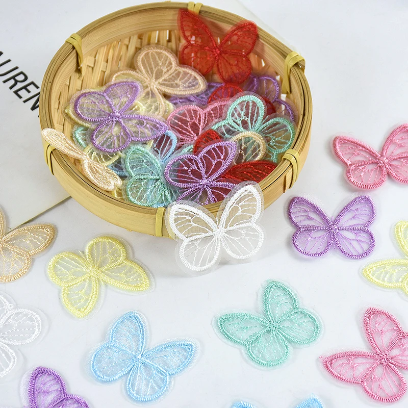 

10/50pcs 4.5*4cm Embroidered Mesh Butterfly Cloth Patches Appliques For Clothes Sewing Supplies DIY Hair Clip Accessories