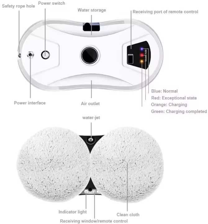 Rechargeable Cordless Wireless Window Vacuum Cleaner Wall Glass Windows Cleaning Robot with Auto Spray 6