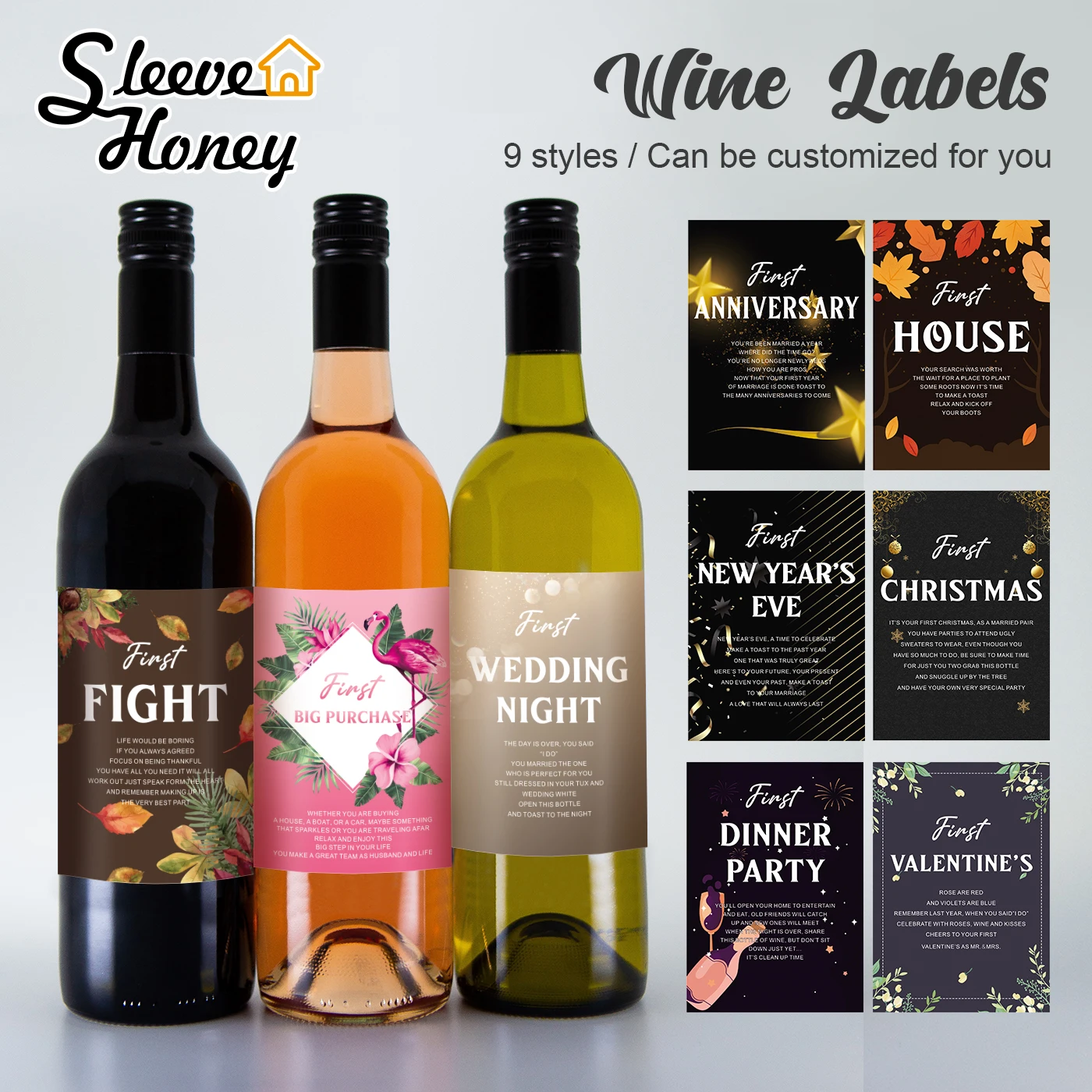 

20pcs Customized Wine Label Celebrations Labels Personalized Name Text Wine Bottle Labels Stickers Birthdays Wedding Decorations