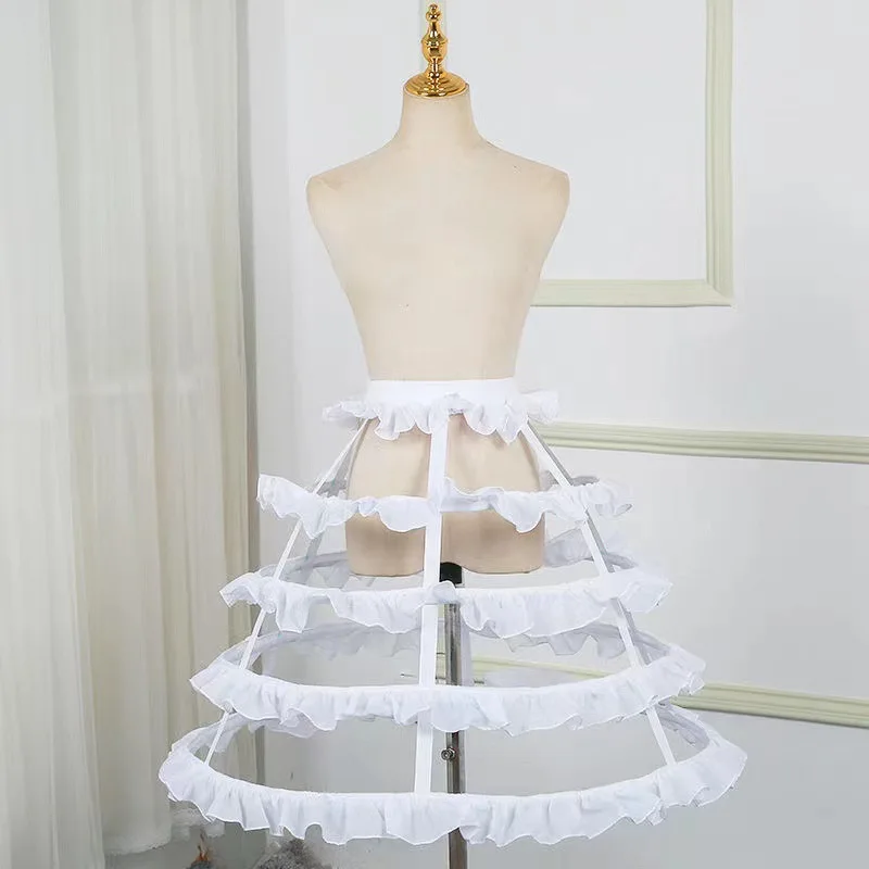 ตัวเลือกสินค้า ผู้หญิง Lolita Hollow Lotus Leaf Lace Bird Cage กระดูกปลากระโปรงคอสเพลย์ชุดกระโปรง Petticoat เจ้าสาวงานแต่งงานชุดซับ