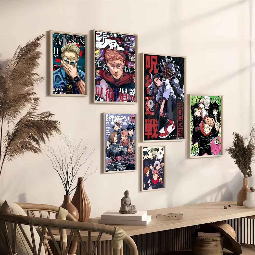 Anime Poster Vintage Posters Poster Prints Jujutsu Kaisen Anime Classic Vintage Posters Decoracion Painting Wall Art White Kraft Paper Kawaii Room Decor