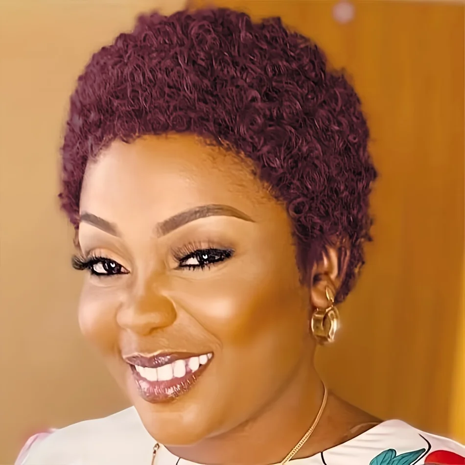 Short Afro Kinky Curly Wigs Afro Curly Wig Brazilian Human Hair Wigs for Women Full Machine Made Human Hair With Bang human hair wigs