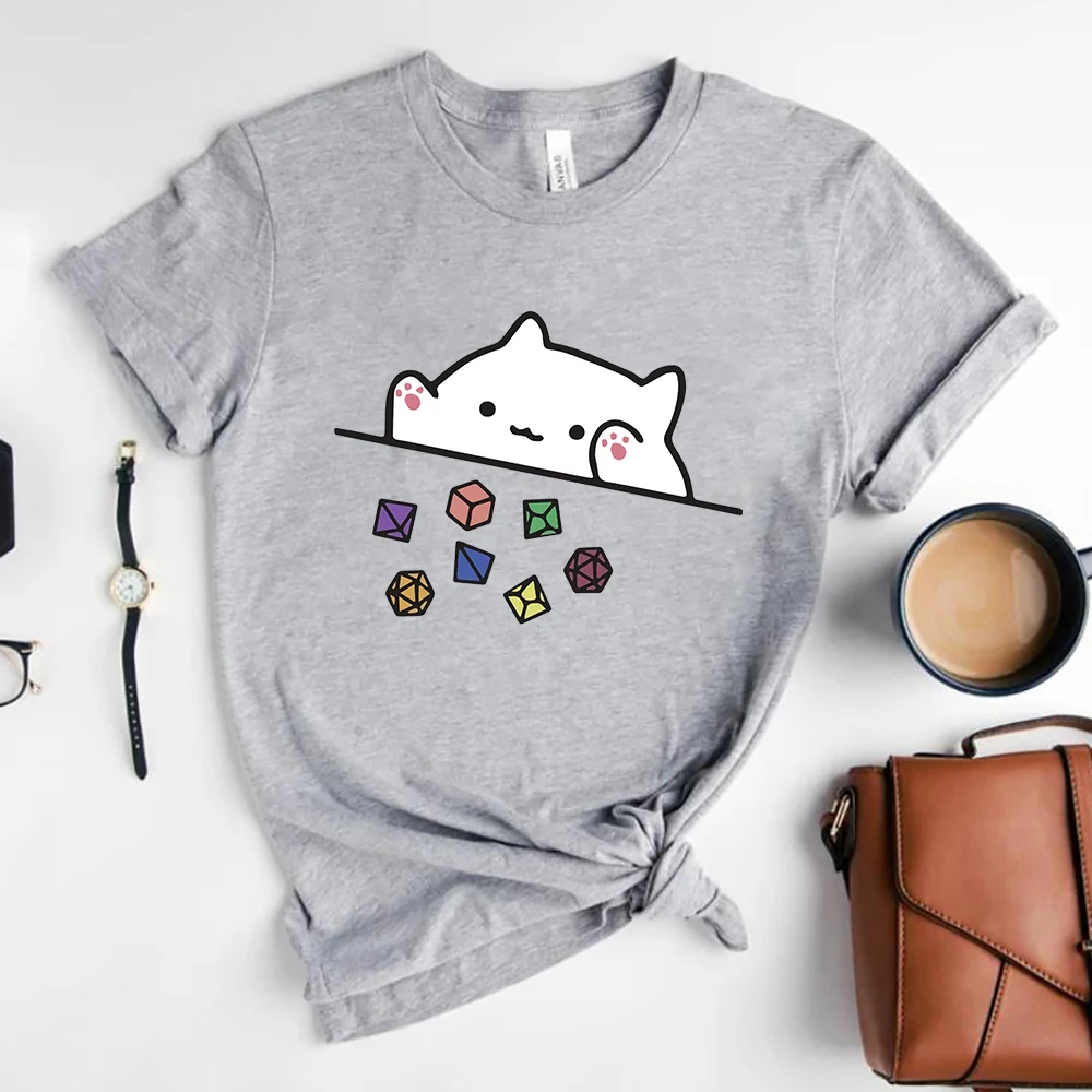 Cat Throwing Dice T-Shirt Role Playing Game Shirt Cute Cat Graphic Tee RPG Tee Funny DND Gaming Shirts Retro Short Sleeve Tshirt 5