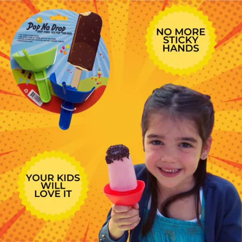 Popsicle holder Pop No Drop THE ORIGINAL Popsicle Ice Cream Leak Proof Holder Straw No Mess Portable