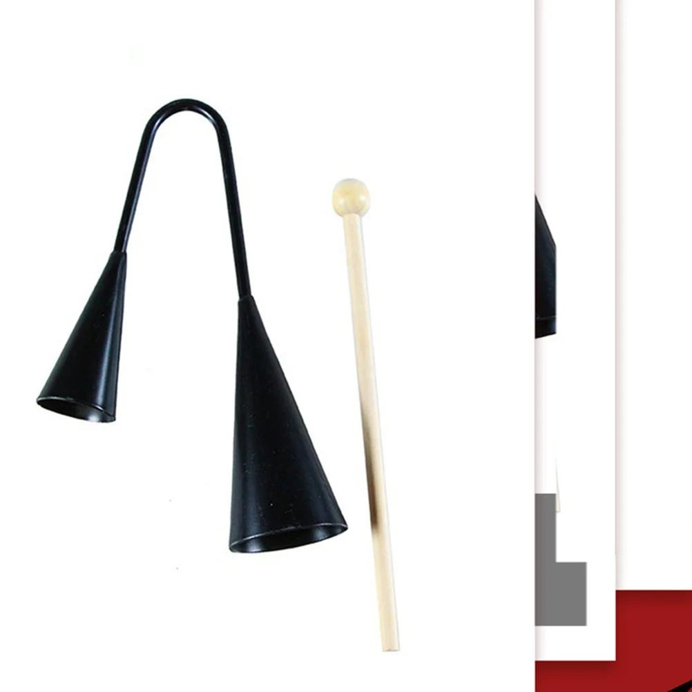 Two Tone Agogo Bell Durable Portable Latin Music Samba Percussion Musical Instruments Double Bells With Wooden Stick