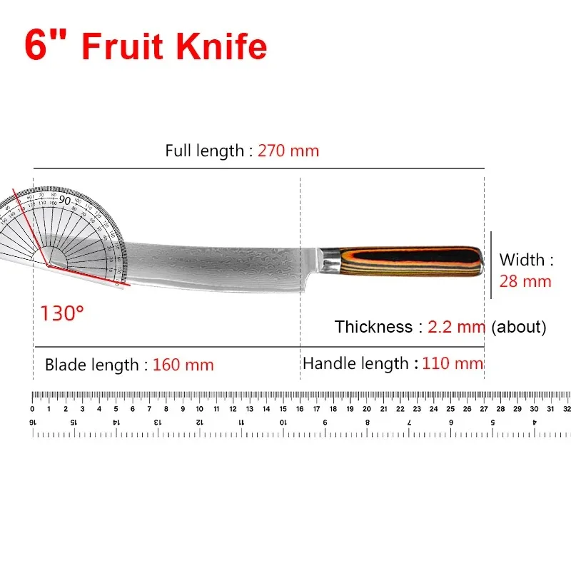 Professional Kitchen Knives Chef Cleaver Meat Wood Handle Japanese Damascus Steel Knife Slicing Fruit Fish Butcher Boning Knife 6