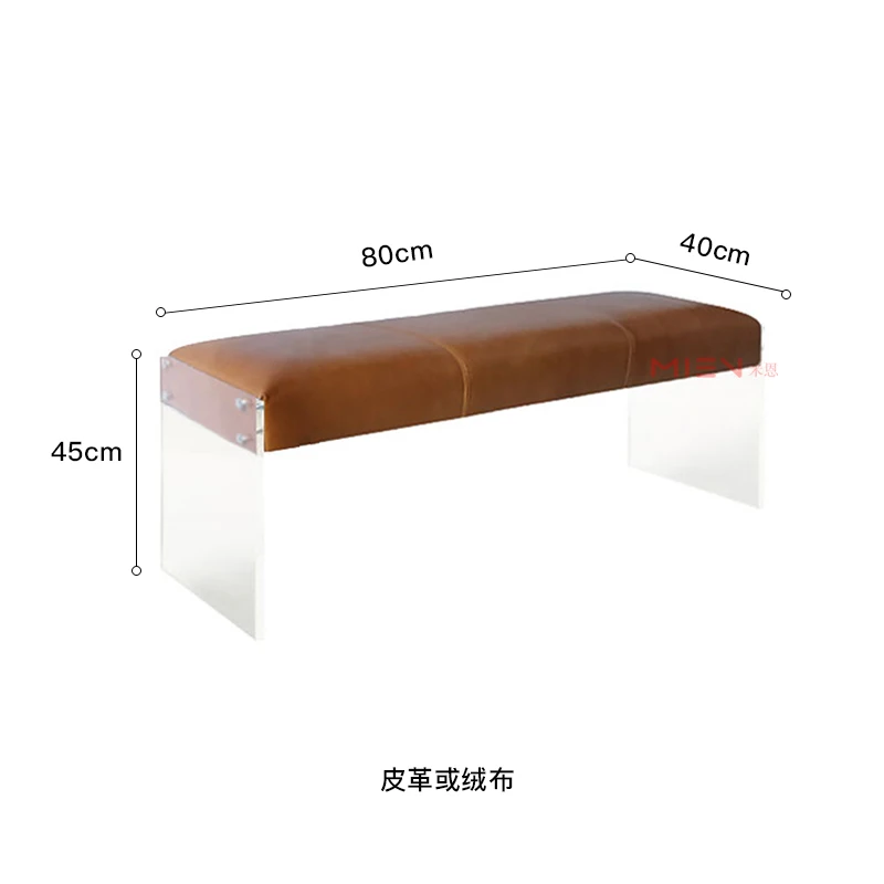 

Style Light Luxury Acrylic Transparent Bed End Stool Dining Room Bench Bedroom Bench Entrance Aisle Shoe Changing Stool