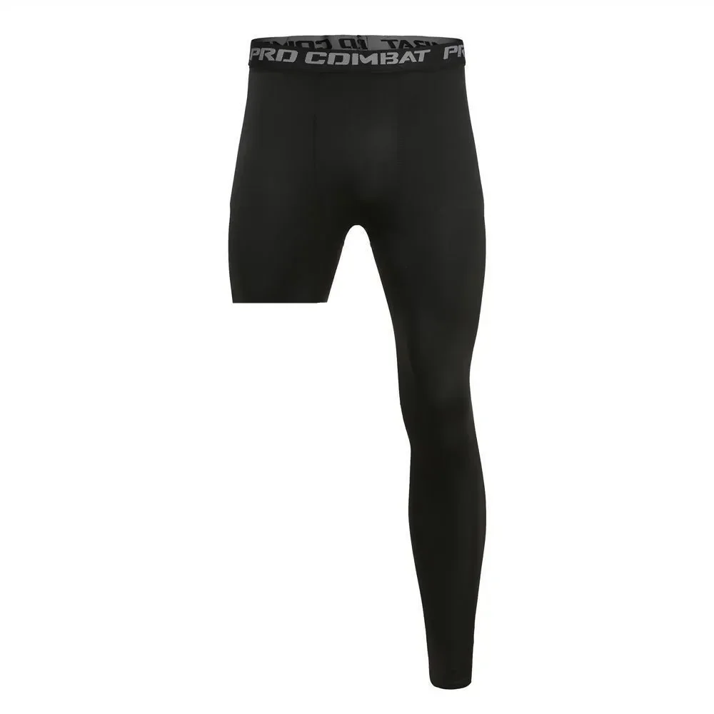 Men Compression Pants Base Layer Exercise Trousers Running Tight Sport Cropped One Leg Leggings Basketball Football Yoga Fitness view 6