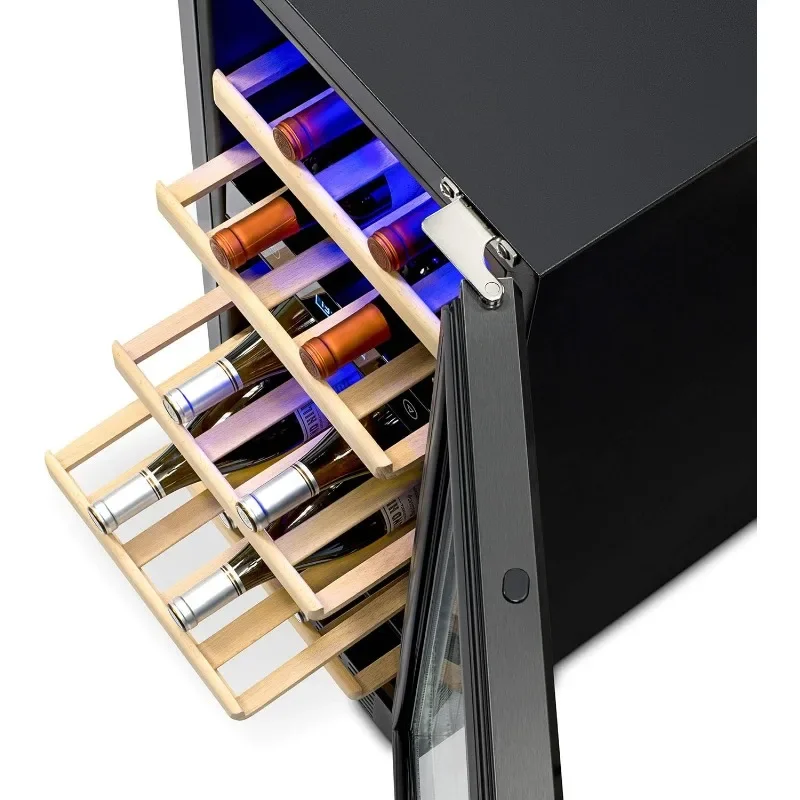 NewAir 15" Dual Zone Wine Cooler Refrigerator in Black Stainless Steel-Under Counter Wine Fridge, Refrigerator