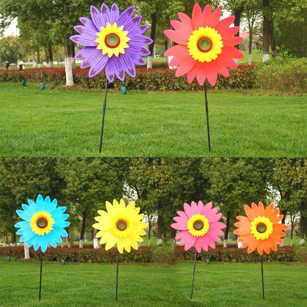 

Sunflower Windmill Rotating Sunflower Wind Spinner Stake Standing Lawn Flower Pinwheel Outdoor Party Garden Yard Decor Kids Toys