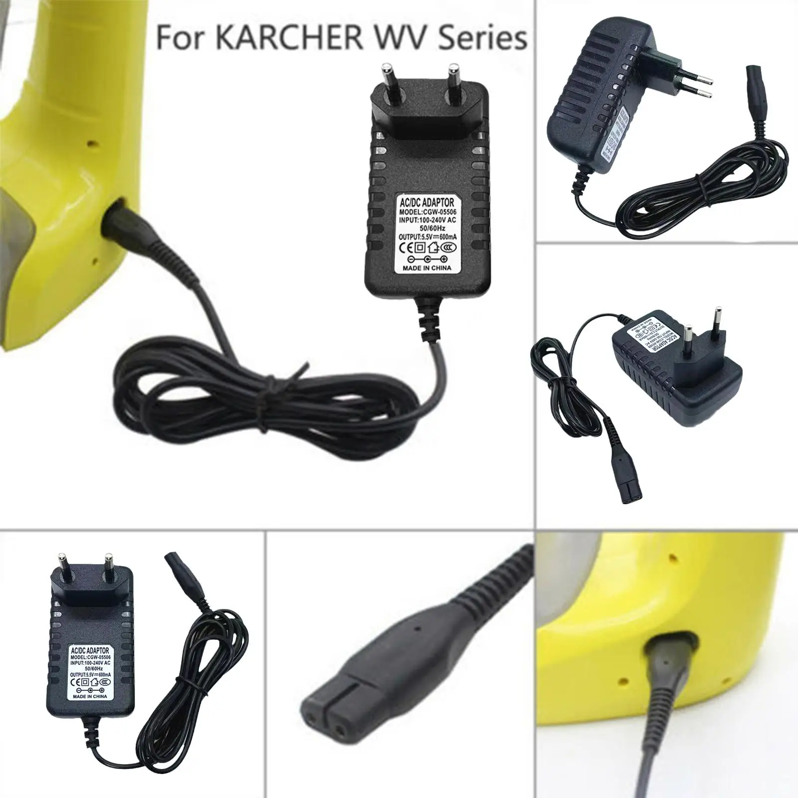5.5V Caricatore Lavavetri Per Karcher Window Vac WV1, WV2, WV5, WV60, WV75, WV70, WV Classic, Plus, Caricabatterie Lavavetri Aspiratore, 1.5m Cavo Di Ricarica Alimentazione Per Karcher Window Cleaner - Foto 8
